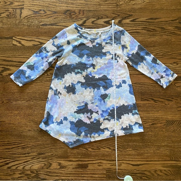 Soft Surroundings Summer Sweater XS S 3/4 Sleeve Floral Watercolor Asymmetric - Picture 10 of 11